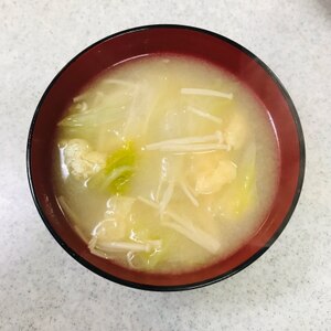 白菜・えのき・油揚げのお味噌汁♡